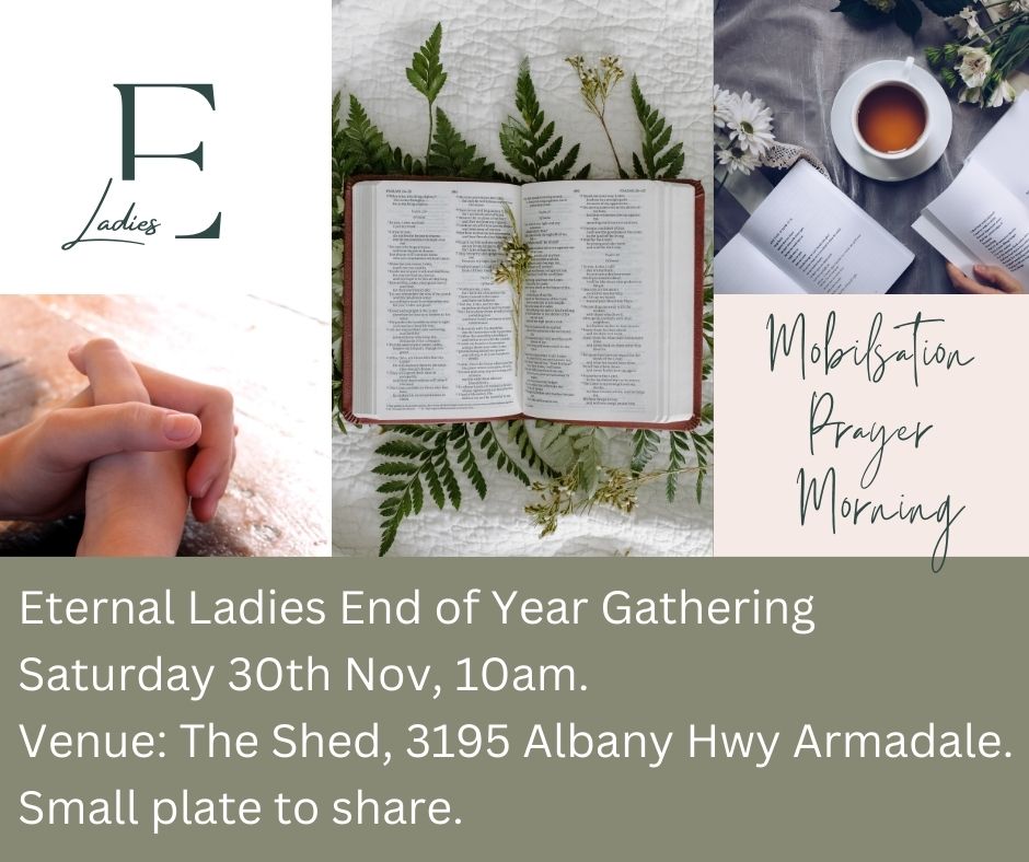 Join us for our ladies end of year gathering on Saturday 30th November at the Shed, 319 Albany Hwy Armadale. 